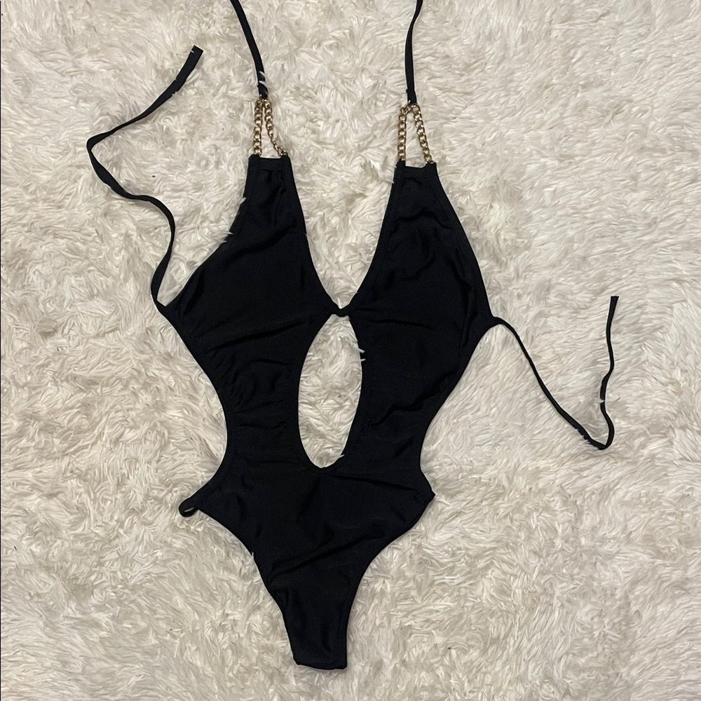 Cutout One-Piece  with Chain Straps